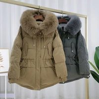 women winter down jacket real fox fur short parka fashion coat female thicken warm outerwear windproof waterproof clothes 30