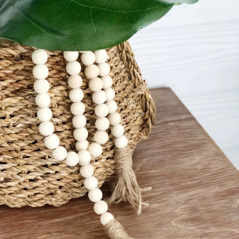 

1/4pcs Farmhouse Decor Prayer Wood Bead Garland with Tassels Rustic Kids Room Wall Hanging Ornament Home Decoration