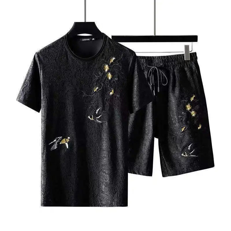 

Summer high tide leisure sport suit men's clubs han edition shorts embroidered cultivate one's morality short sleeve two-piece o