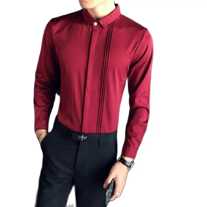 

2021High-quality comfortable fabric solid color fashion casual men's shirt runs fast