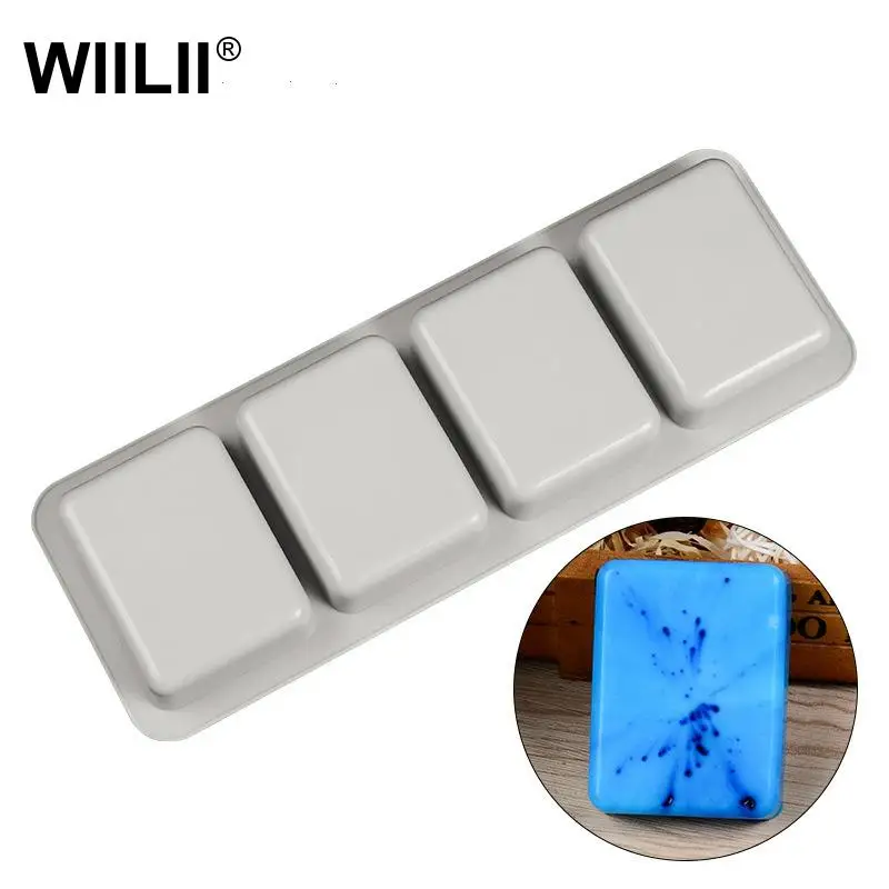 4 полостная силиконовая форма для мыла прямоугольная поднос льда формочки