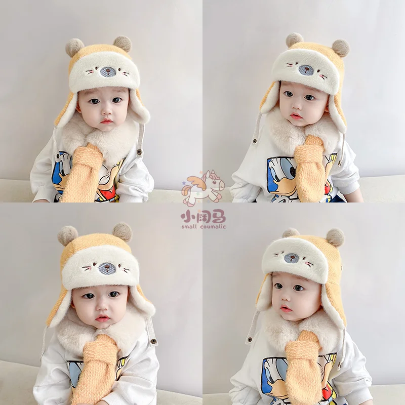 

Детская шапка шарф осень и зима Милая очень милая детская шапка защита ушей плюшевая детская зимняя шапка для мальчиков хан банчао