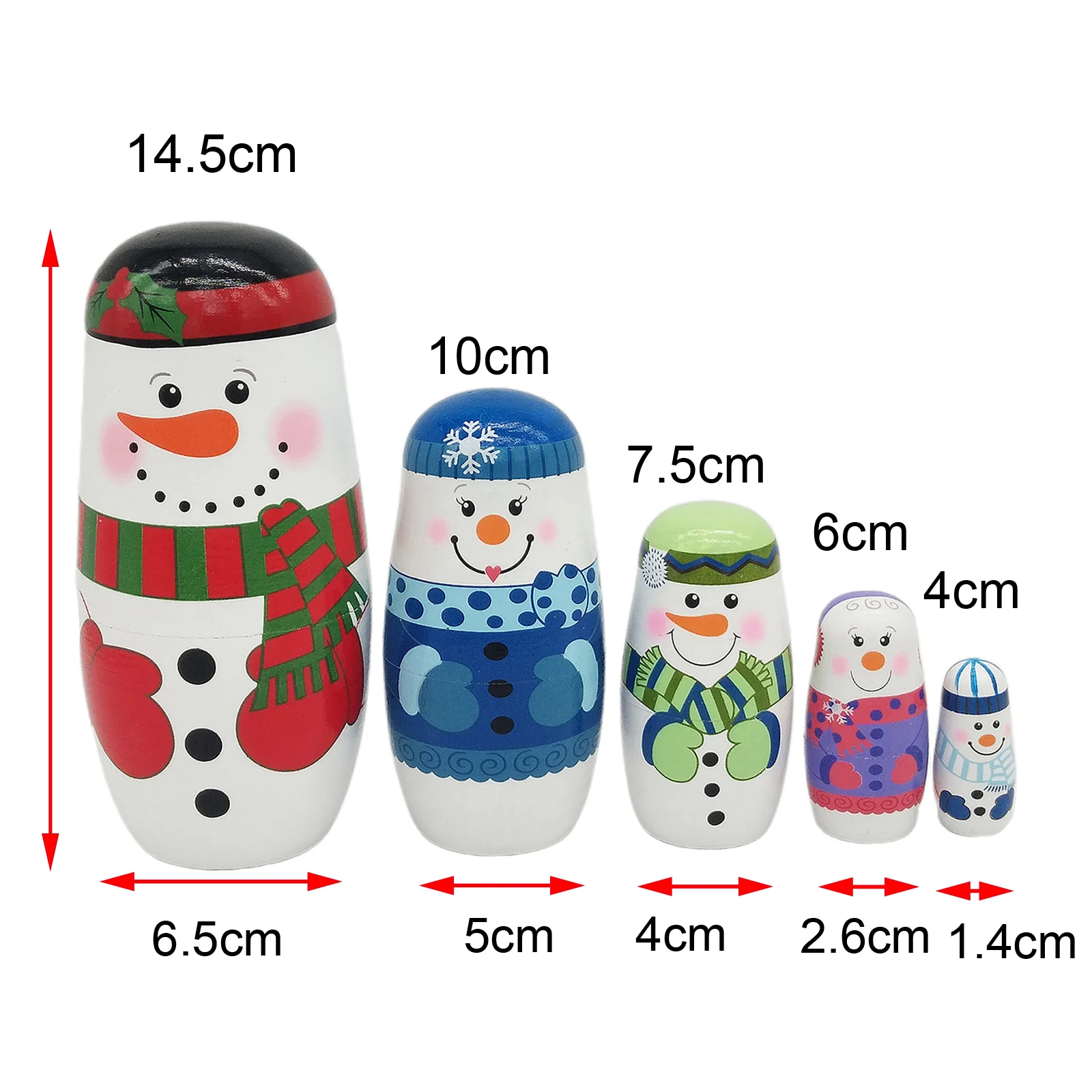 

5 Pieces Wooden Nesting Dolls Matryoshka Russian Dolls Santa Claus Snowman
