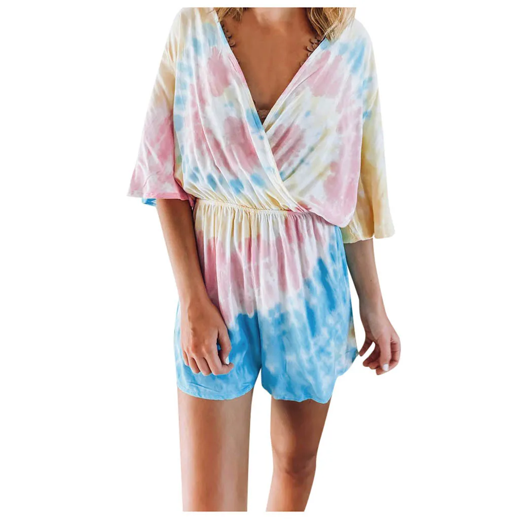 Женские облегающие шорты с цветочным принтом глубоким v образным вырезом и