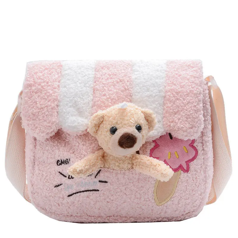 

Плюшевые детские рюкзаки через плечо, школьные ранцы с мультипликационным рисунком для маленьких детей, мессенджеры с милыми животными, су...