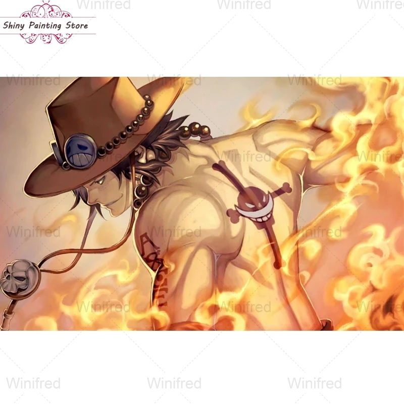 

5D Diamond Painting Japanese Anime One Piece Ace Full Diamond Embroidery Cross Stitch Picture Mosaic Wall Decor Handmade Hobby
