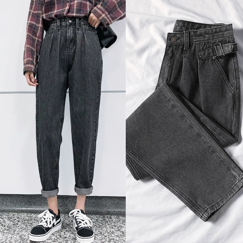 2020 Women's Jeans Mom High Waist Jean Pants Ropa Mujer Female Clothes Regular Solid Loose Pencil Trousers P9323 | Женская одежда