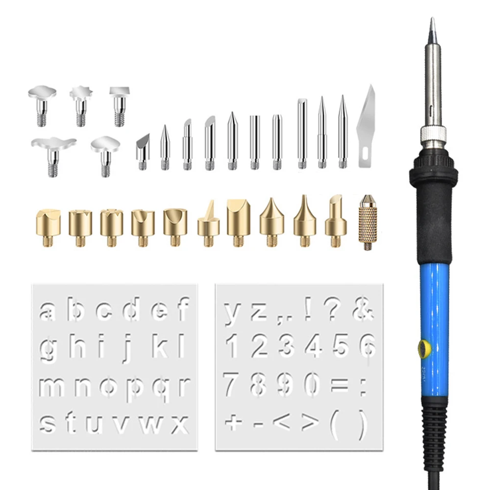 

29Pcs 60W Engraving Pen Electric Soldering Iron Wood Burning Kit Flipping Word Embossing Pyrography Tool Craft Set Welding Tools