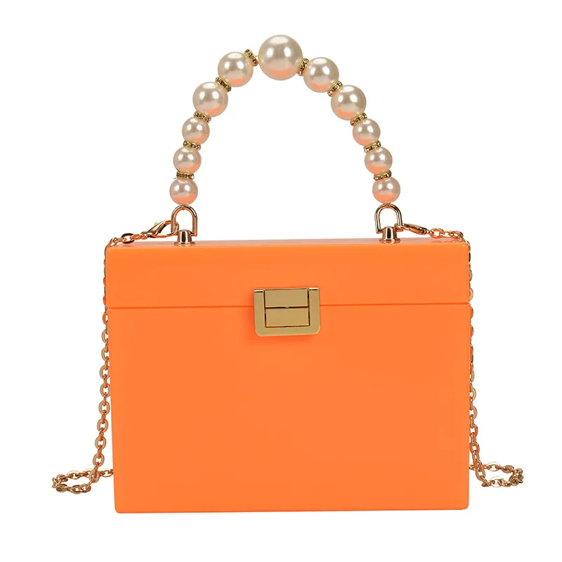 

Summer fashion acrylic box small square bag women 2021 new solid color women jelly chain cross-span handbag