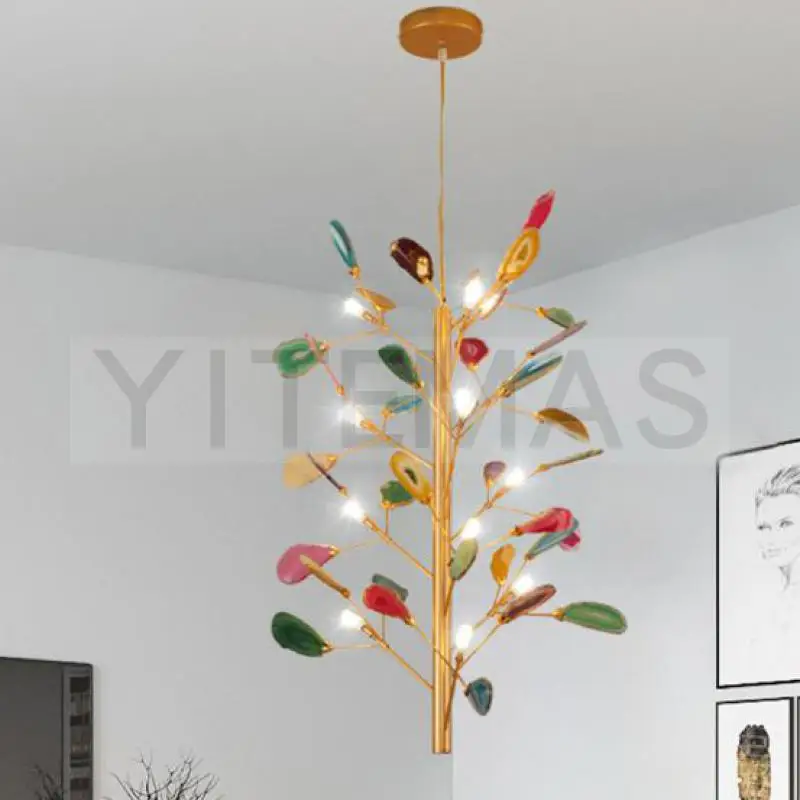 Цветная ветка дерева подвесной светильник LED Золотая Подвесная лампа