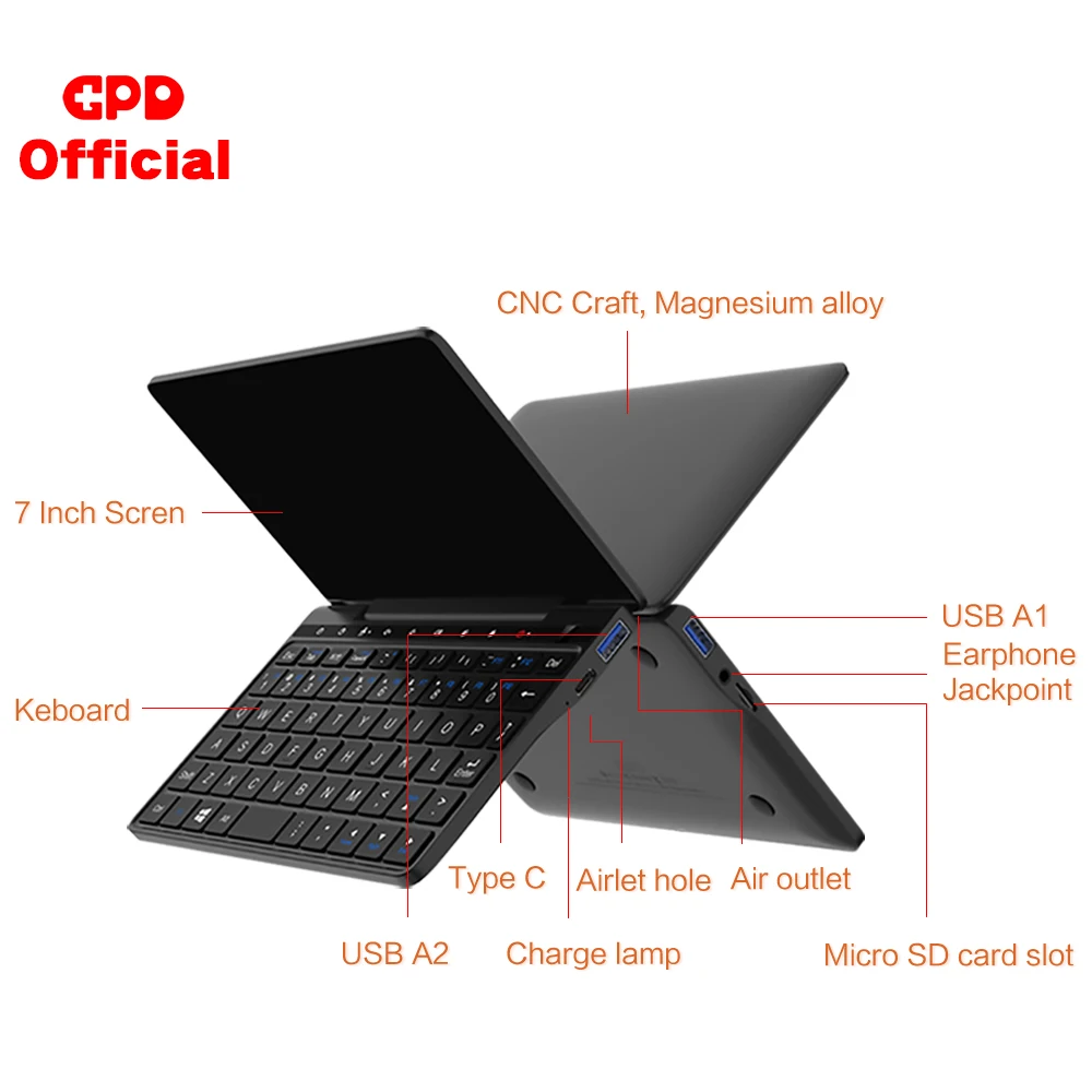 Мини ноутбук GPD Pocket 2 8 ГБ 256 сенсорный экран 7 дюймов Intel Celeron 3965Y Windows 10|laptop laptop|windows 10