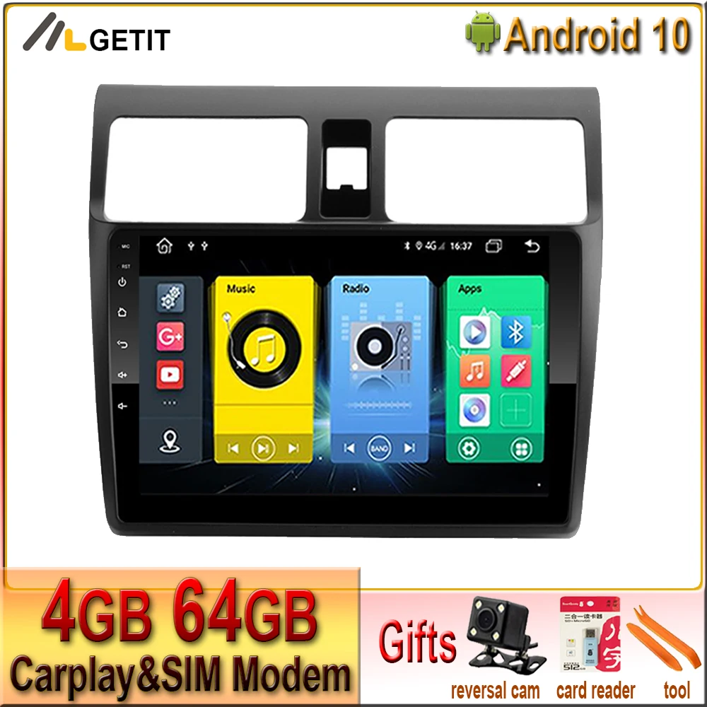 Автомобильный мультимедийный плеер на Android 10 для Suzuki Swift 2005 2006 2007 2008 2009 2010