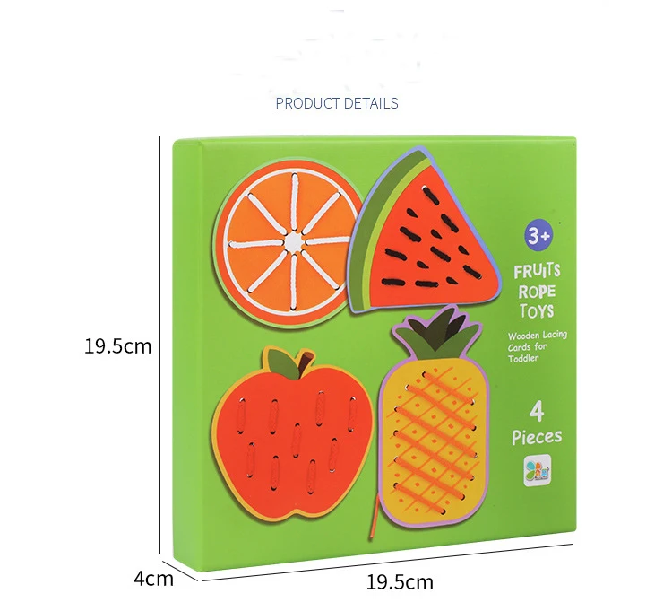 Бусины Монтессори с изображением животных фруктов нанизанные бусины игра