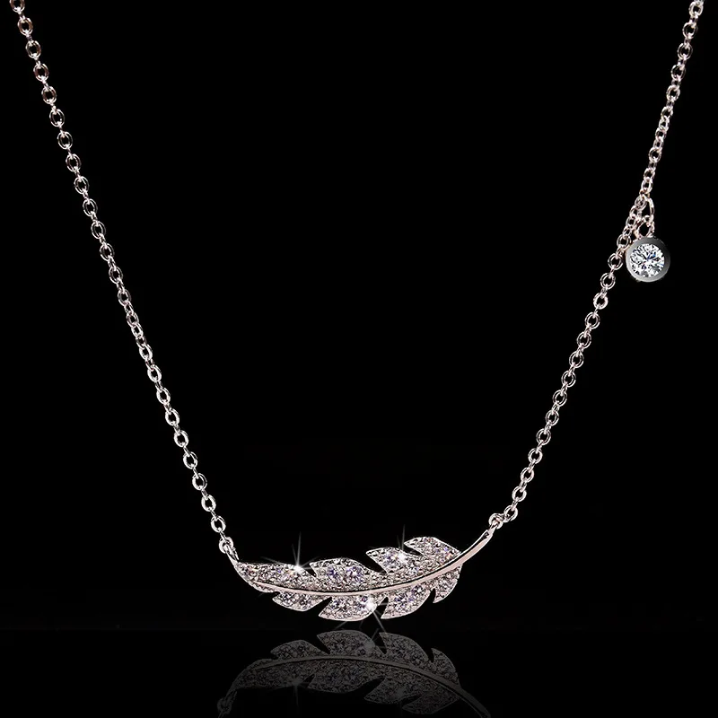 NPKDS Exquisite Bohemia Feather Pendant Necklaces for Women AAA Zircon Collar Necklace Statement Wedding Jewelry | Украшения и