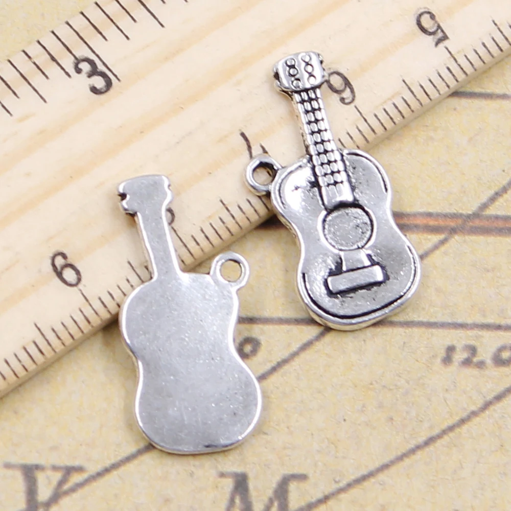 10 шт. Подвески на музыкальную тему/гитары 25x12mm Тибетский серебристый цвет Кулоны
