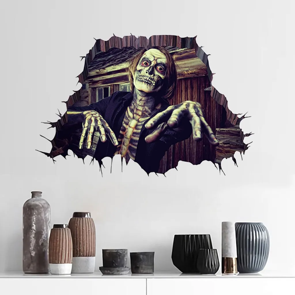 Украшения ужастики для хеллоуина Props 3d Ghost страшная настенная наклейки съемное