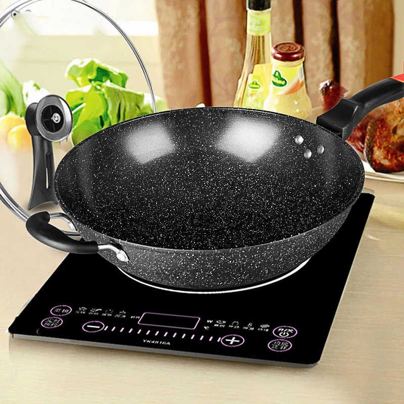 

Pan Maifan Stone Wok Non-stick Pan No-smoke Induction Cooker Gas Stove 32CM34CM Stir-fry Iron Pot Cooking Pot Kitchen Pots