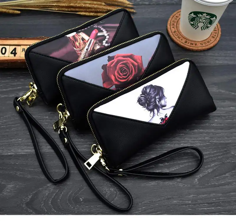 

2022 New Flower Print Women Wallets Female Clutch Purse Patchwork Luxury Brand Long Zipper Coin Purse Ladies Wallet