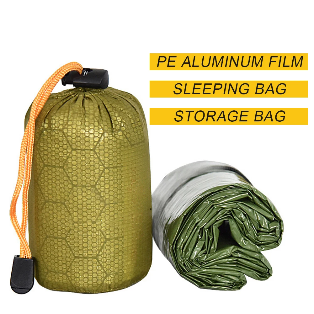 

Emergency Sleeping Bag Emergency First Aid Sleeping Bag PE Aluminum Film Tent For Outdoor Camping and Hiking Sun Protection