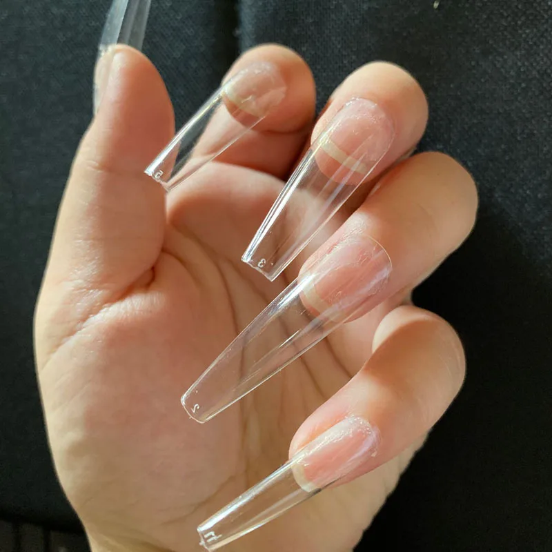 Сверхдлинные накладные ногти для гроба конические с полным покрытием XXL система