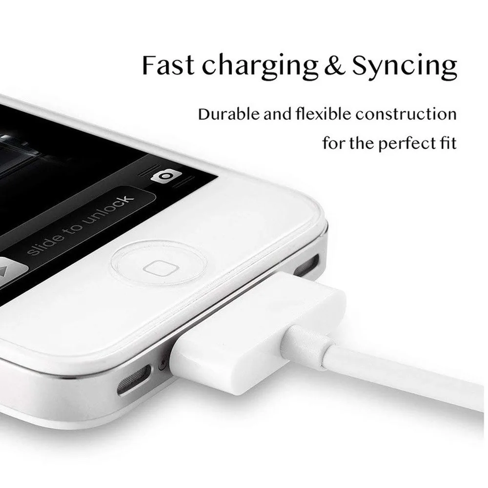2 шт. 30pin USB кабель для зарядки iPhone4s iphone4 30-pin данных usb зарядка cavo chargeur iPhone 4 4s iPod nano ipad
