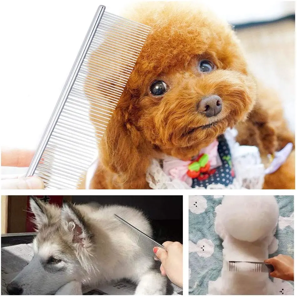 Pretty&ampBetter Pet Dematting Comb Stainless Steel Grooming for Dogs and Cats Gently Removes Loose Undercoat Flea | Дом и сад