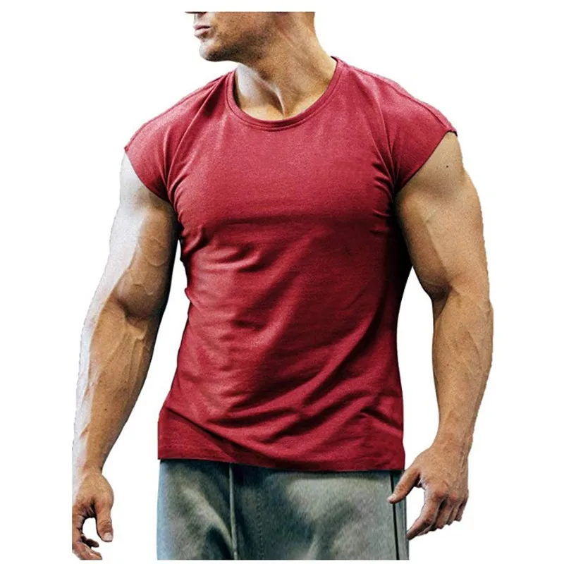 

Sales of new slim fit short sleeve men's T-shirt youth muscle fitness men's T-Shirt Large Men's wear