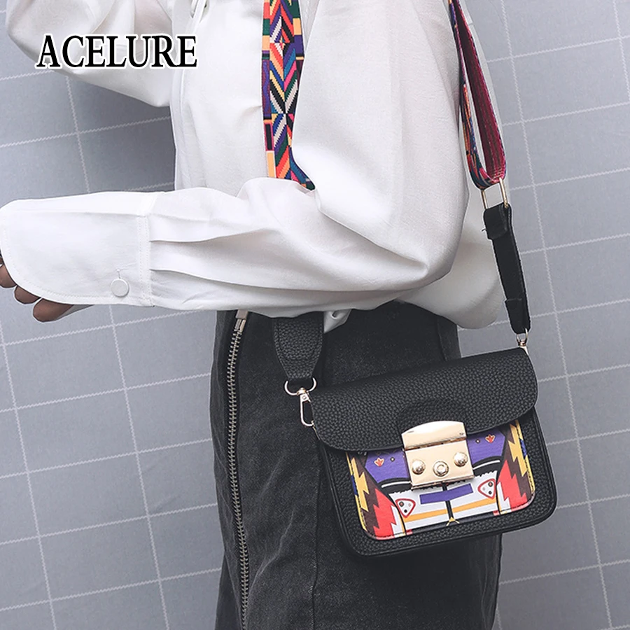 

Fashion All-Match Elegant Ladies Flap Panelled Hard Pu Leather Women Shoulder Bag Colorful Wide Strap Crossbody Bags