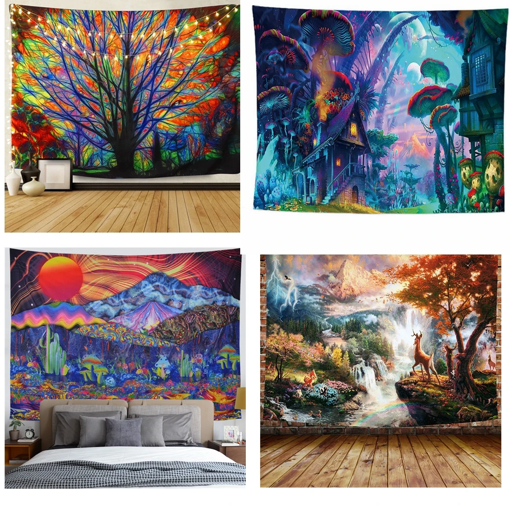 Хиппи домашний Декор настенный гобелен плед с рисунком мандалы психоделическим