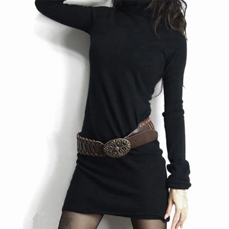 

Knitted Turtleneck Women Sweatears Solid Long Slim Sexy Female Lady Pulls Night Club Clothing Wear Outwear Tops