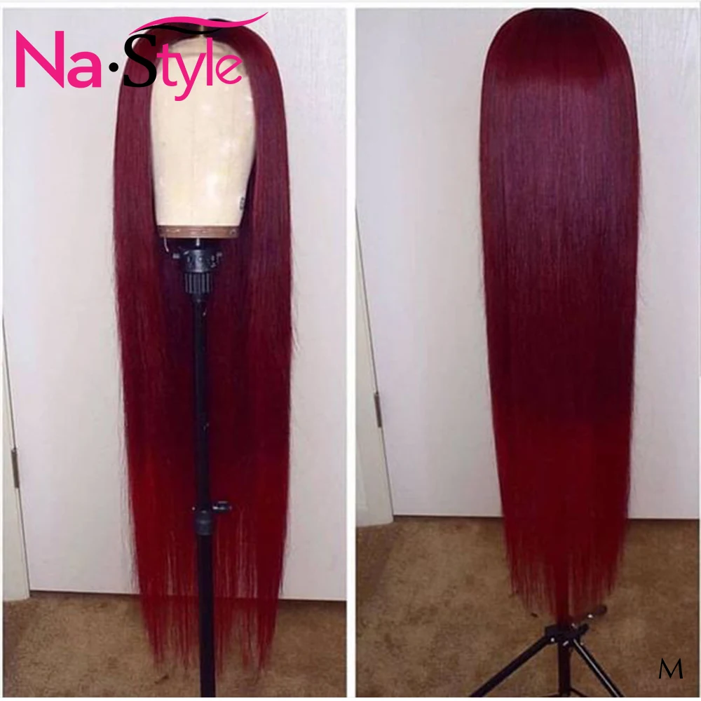 Бордовый Синтетические волосы на кружеве парик прямые Цветной парики из