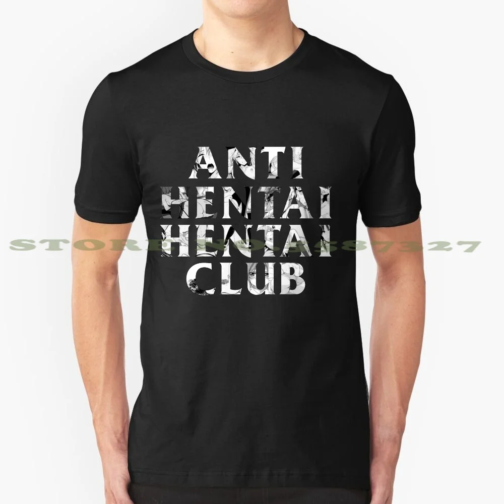 Анти Hentai Club черная белая футболка для мужчин женщин анти клуб сексуальные