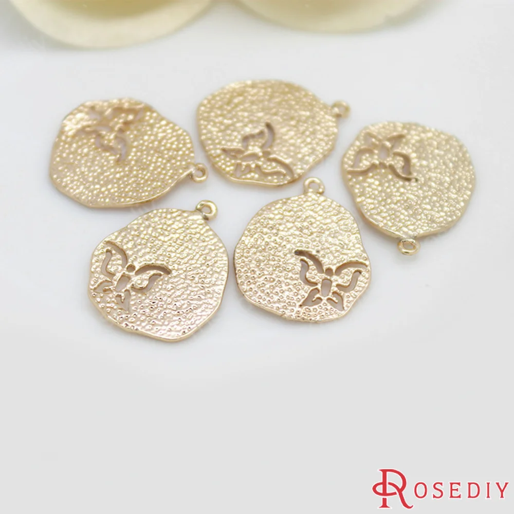 (D424)6 штук 13.5x17 мм позолоченные латунные подвески в виде бабочки 24 к цвета