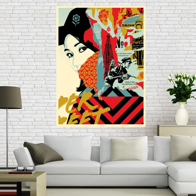 Пользовательские Холст плакат не война Арт плакат печать Shepard Fairey 90x60 см отделочная ткань для дома ткань стены плакат печать шелковая ткань - Цвет: Многоцветный