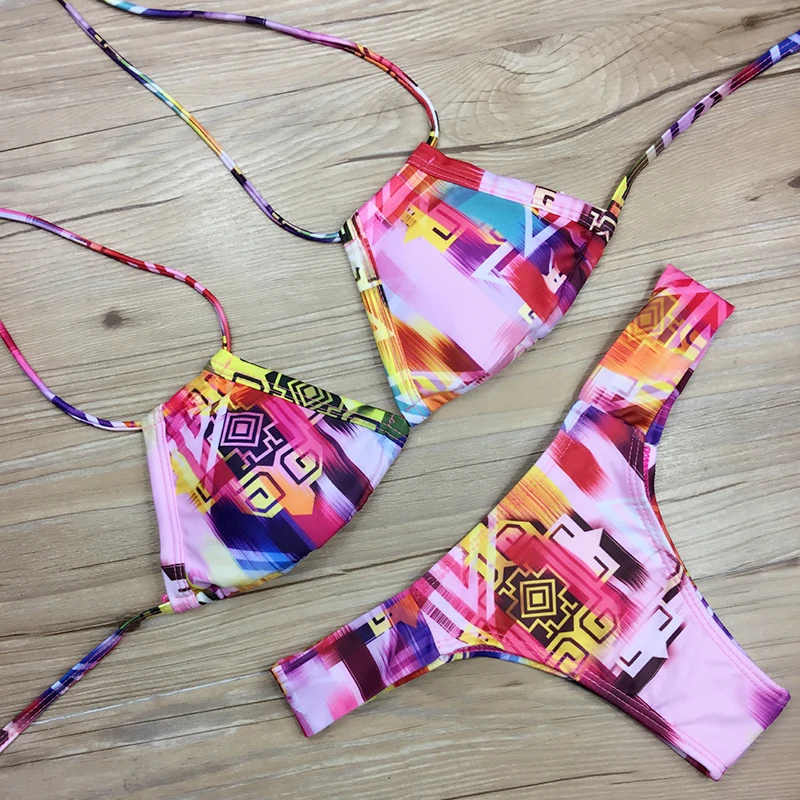2016 модное бикини с низкой талией популярный купальник пикантное принтом на