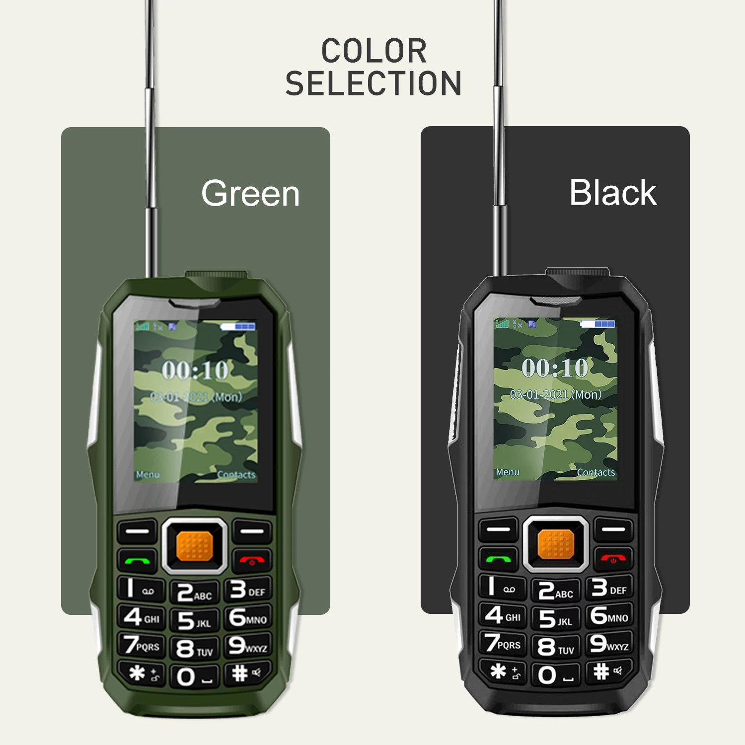 uniwa atv02 feature phone 3 5 earphone jack mp3 music player push button loud cellphone with flashlight support analog tv free global shipping