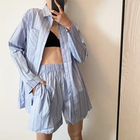 toppies casual striped tracksuits woman shorts set oversize shirt high waist shorts two piece set 2021 female clothes