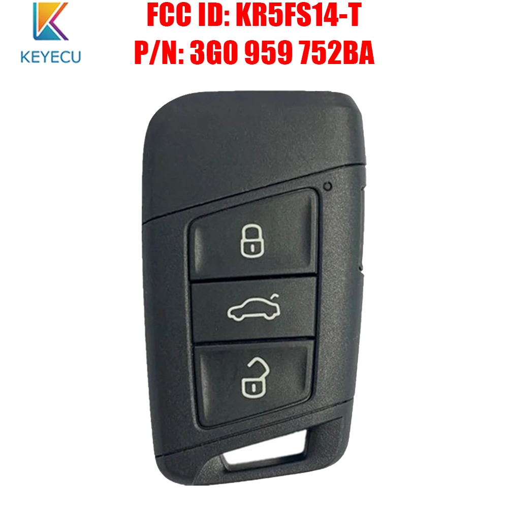 

Keyecu P/N: 3G0 959 752BA FCC ID: KR5FS14-T OEM умный дистанционный ключ 3 + 1 кнопки для Volkswagen VW Atlas Passat 2018 2019 2020