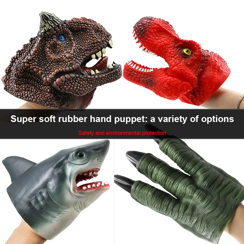 

Soft Vinyl Rubber Animal Head Hand Puppet Figure Toy Gloves For Children Model Gift Dinosaur Hand Puppet Toys For Children Toys