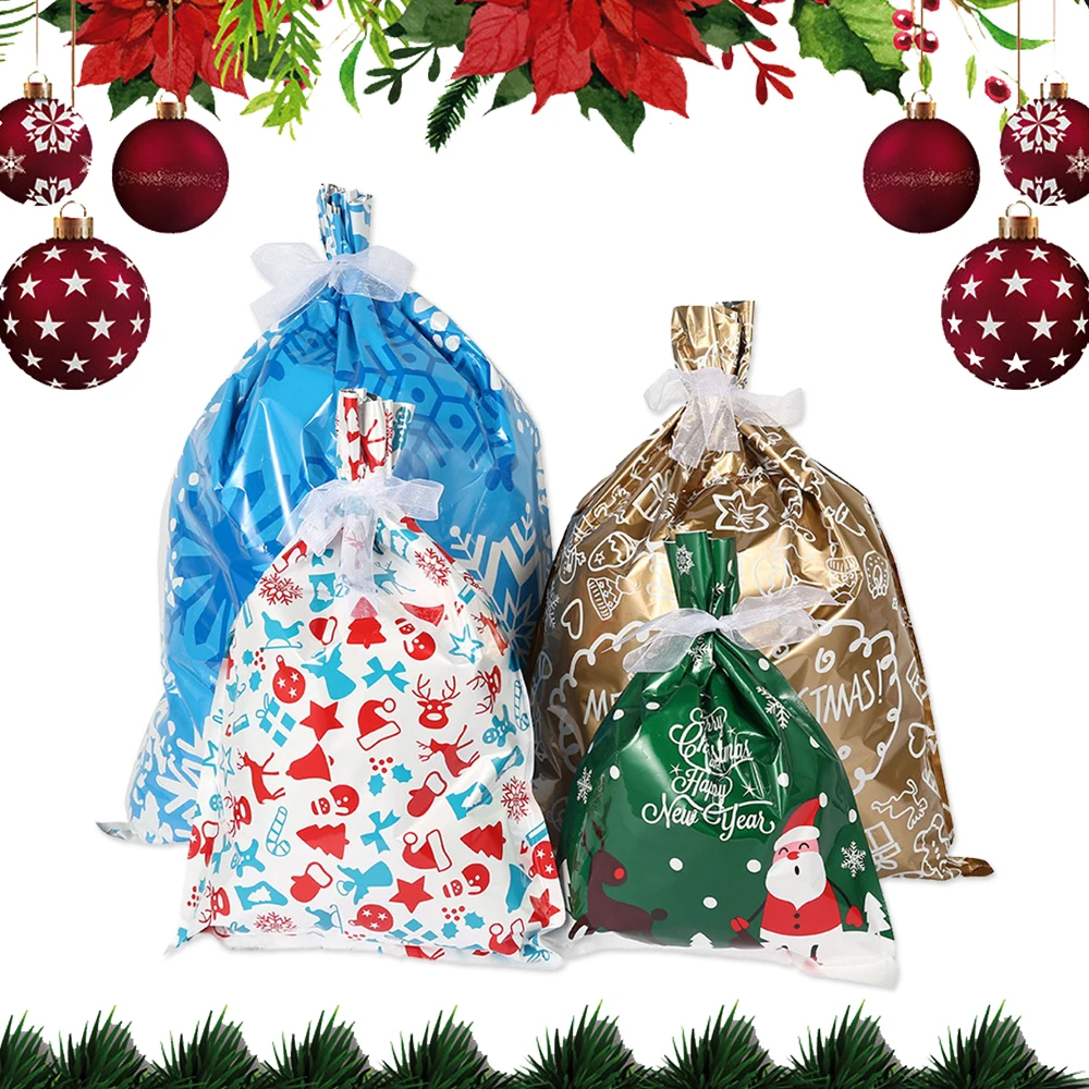 

Drop shipping Santa Gift Bag Candy Bag Storage Bag Drawstring Bag Merry Christmas Decorations for Home New Year 2021 Noel Gifts