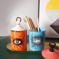 big eyes candle jar hands with lids ceramic decorative cans candle holder lovely design storage cans home decor box for makeup