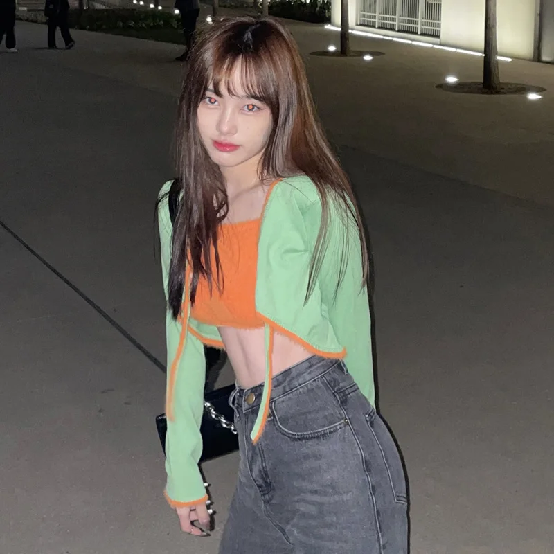 Кардиган Свитер мягкая ветровка корейское тонкое пальто короткий жилет для