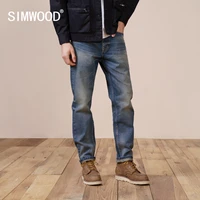 simwood 2021 autumn new regular straight jeans men 100 cotton vintage casual denim trousers plus size brand clothing