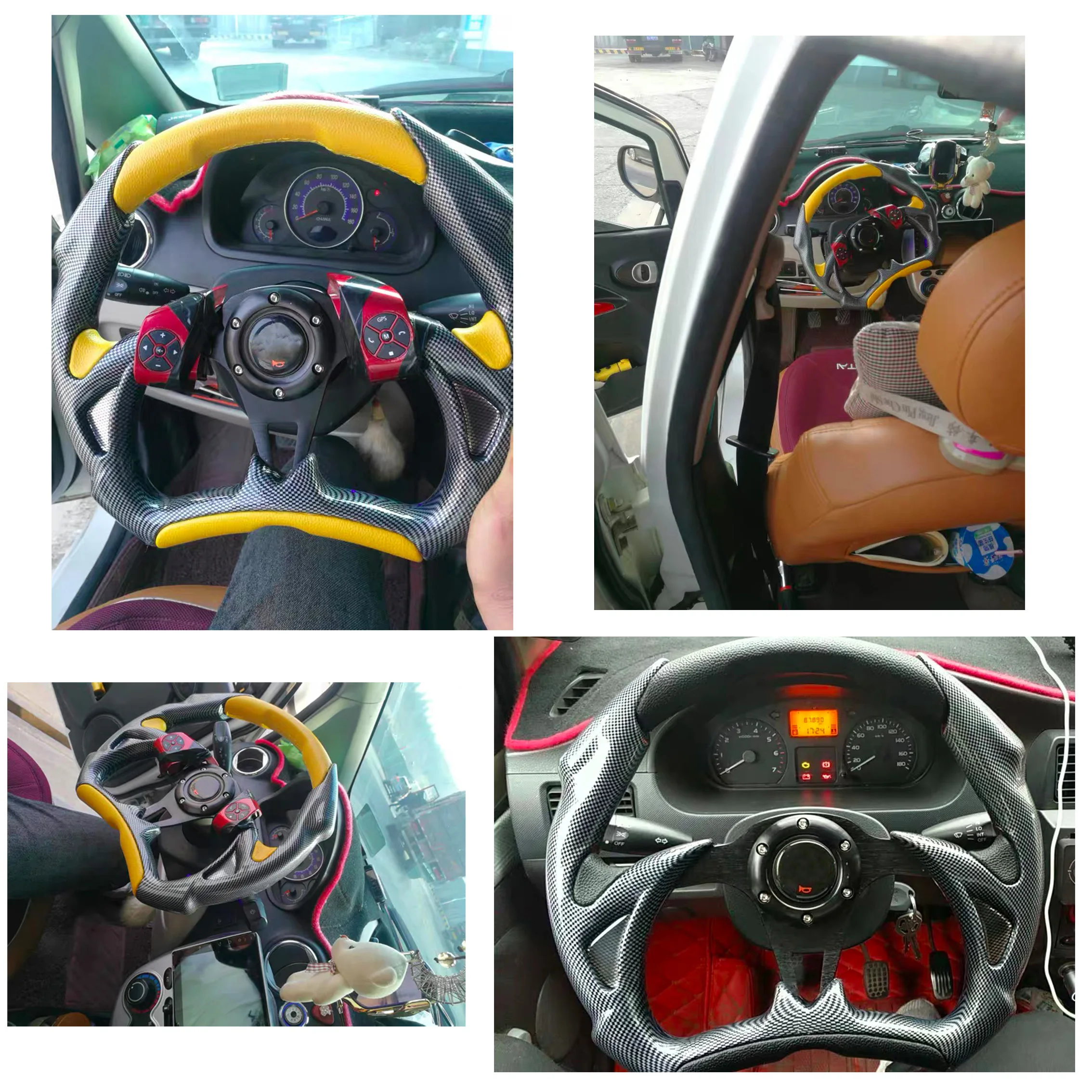 Универсальный спортивный руль 13 дюймов 320 мм Кожаный Автомобильный гоночный