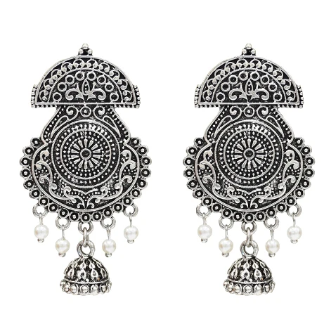 Египетские индийские серьги Jhumka, турецкие Женские винтажные золотые жемчужные серьги-капли с большим цветком, стразы, массивные вечерние серьги - Окраска металла: 5165 S