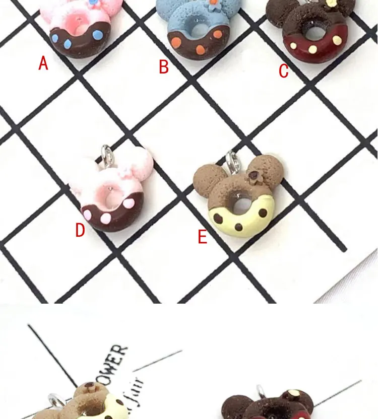 5 шт. 20*18 мм Kawaii 3D моделирование Еда смолы Микки пончик Подвески для DIY серьги брелок Ювелирный Аксессуары ll036