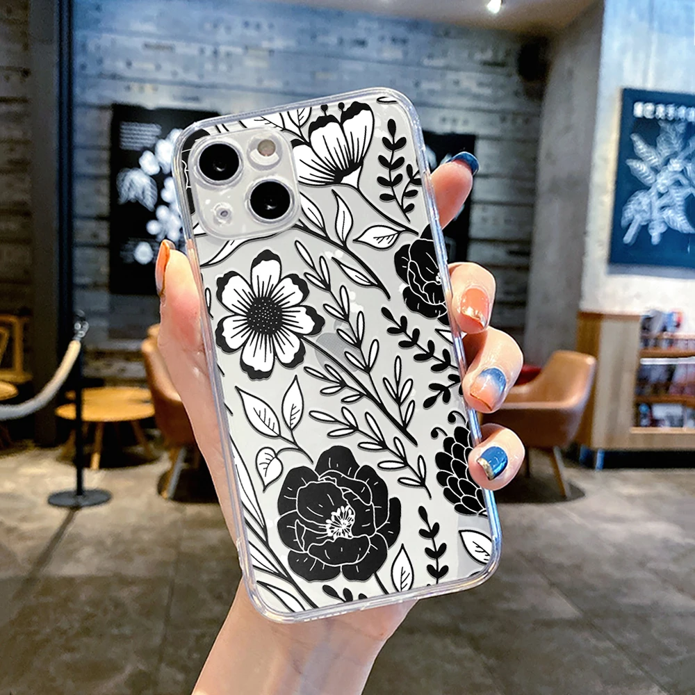 

Floral Flower Pattern iphone 12 XS 11 13 Pro Max Mini Phone Case for 7 8 6 6s Plus SE2020 X XR Camera Protection Luxury coque