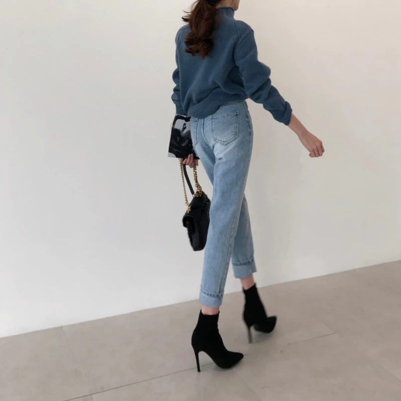 Женские винтажные джинсы шаровары с высокой талией узкие карандаш