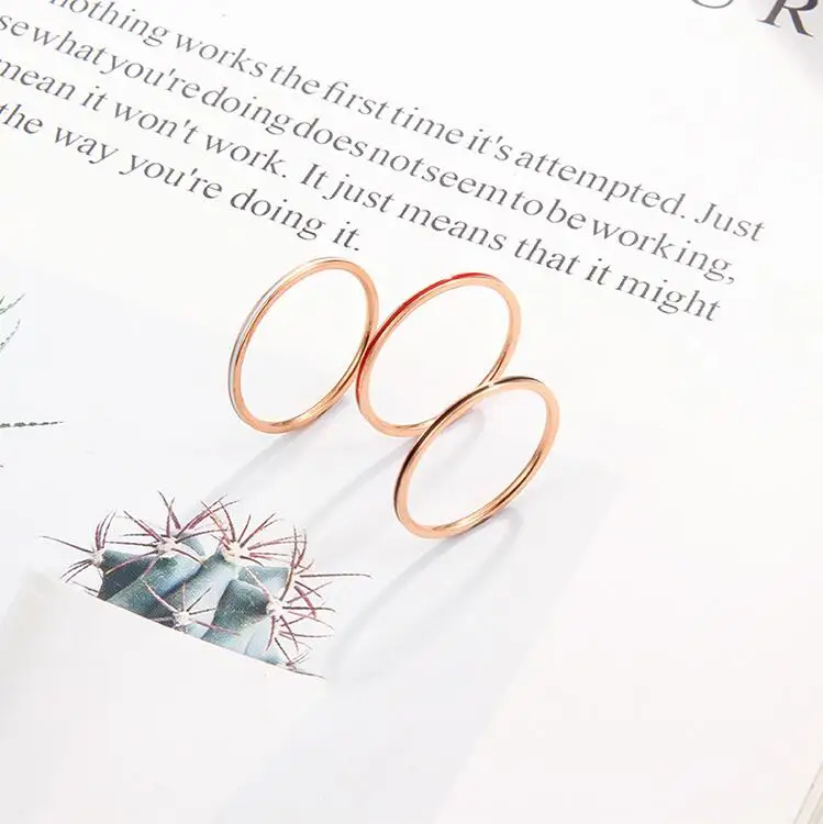 

Wholesale Titanium Steel Rings Thin Fashion Jewelry Finger Ring Ornament High Quality Fine Accessories Rose Gold 3 Color