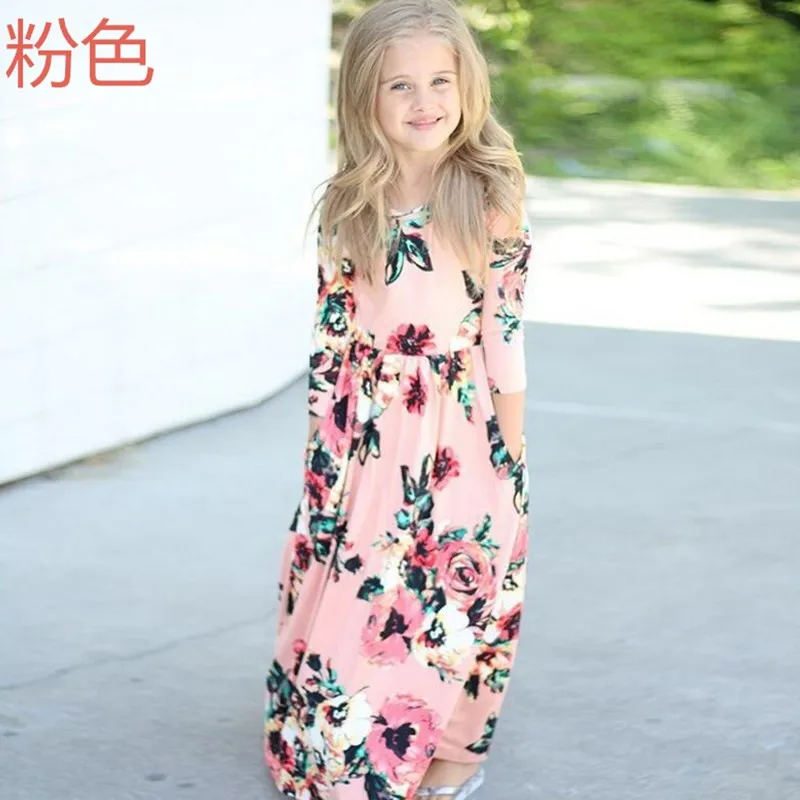 Style Eleven Г. Осеннее длинное платье для маленьких девочек пляжная детская одежда с круглым вырезом повседневные летние макси богемные платья для девочек с единорогом vestido de festa - Цвет: Style Eleven